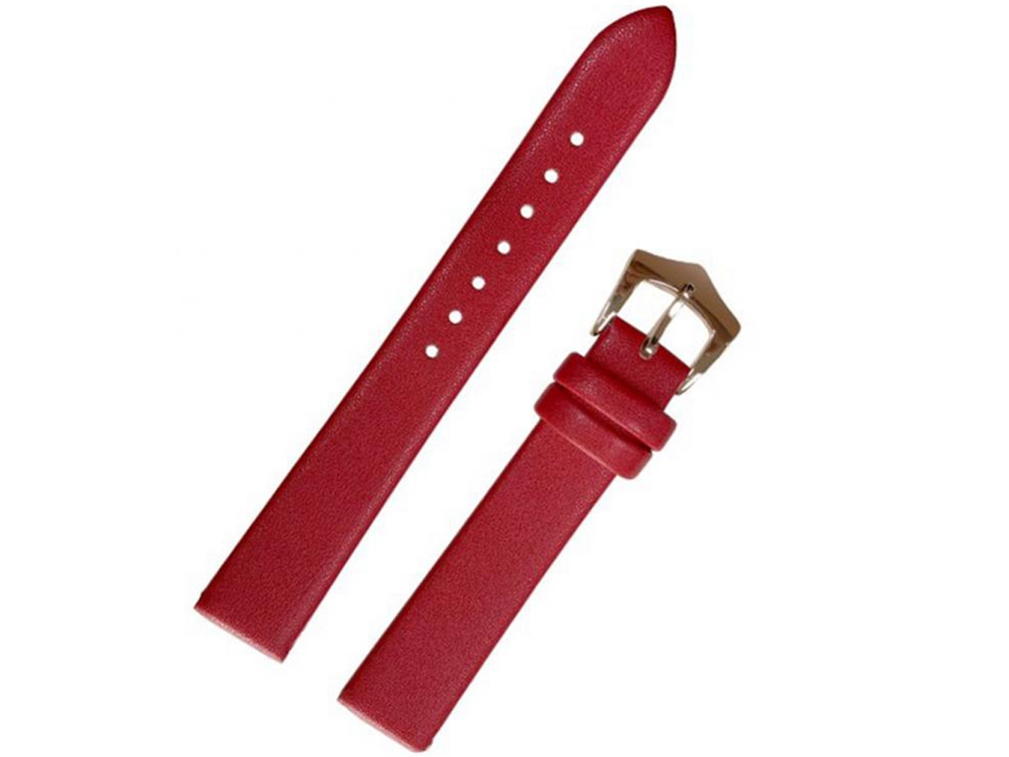 Pulseira de relógio ultrafina em couro PU com fivela de pino de 16 mm, vermelha.