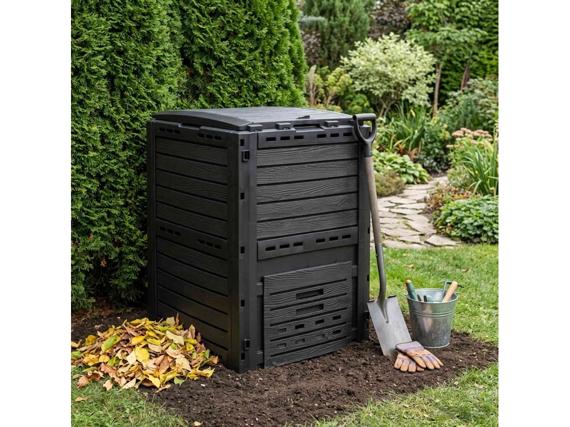 Vidaxl Compostor De Jardim Preto 59,5 X 60 X 81,5 Cm 280 L 100% Pp