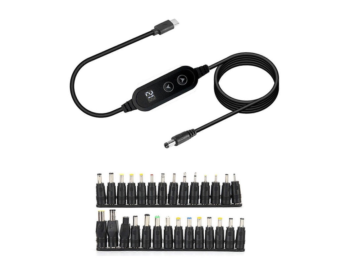 Cabo Usb-c Pd 100w Para Dc5525 5,5 X 2,5 Mm, Saída 5-20v, 28 Fichas