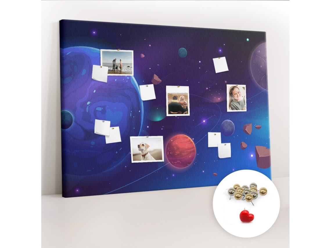 Quadro De Cortiça Planetas E Galáxia Para O Quarto Das Crianças Espelharte (140x100 Cm)