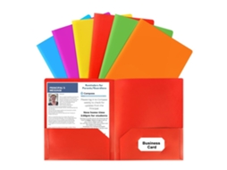 Pasta Pp Colorida 2 Bolsos A4 Impermeável Resistente Documentos Escolares