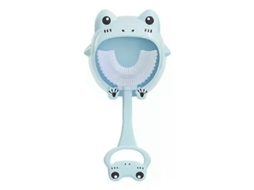 Escova de Dentes Infantil em Formato U com Desenho Animal, para Bebês Limpeza Bucal 360 Graus e Mordedor Silicone. GOKOCO