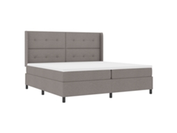 Cama Box Com Colchão  Taupe, Vidaxl, Tecido (200x200 Cm)