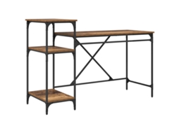 Conjunto 1 Escrivaninha Industrial Vidaxl Castanho Derivados De Madeira (135 X 50 X 90 Cm)