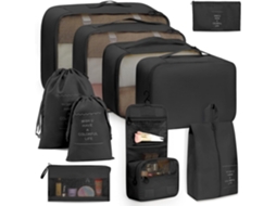 Conjunto de Organizadores BRILVIBERA, Mala, Bolsa de Higiene e Cubos, 7 Peças