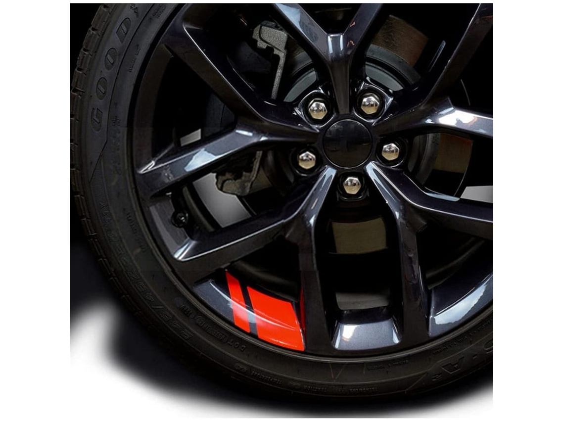 Kit De 6 Adesivos Reflexivos Para Rodas De Carro Hash Vinil Listras Para Rodas 18"-21" Stickers De Segurança Deco (vermelho)