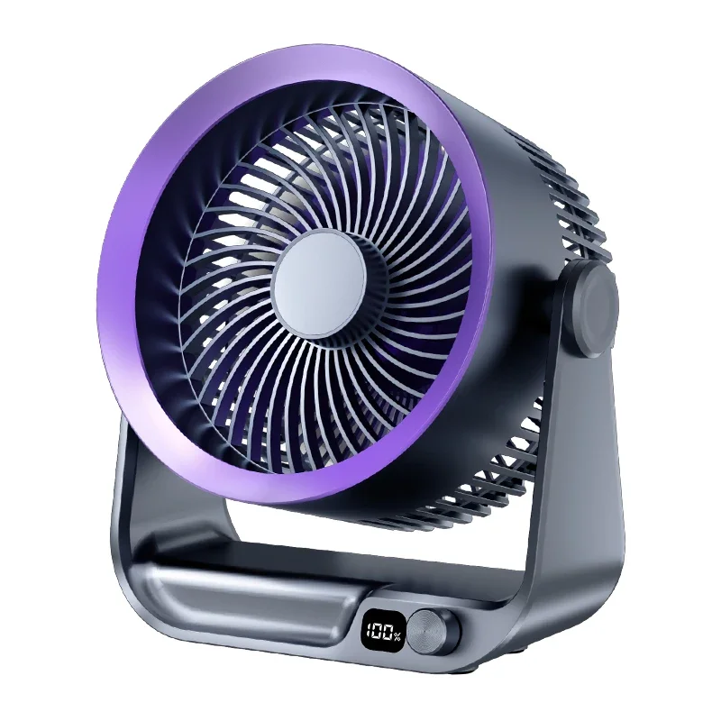 (roxo) Novo Ventilador De Mesa Campeão De Vendas Com 100 Níveis De Velocidade, Carregamento Usb Silencioso E Capacidade De 4000mah.