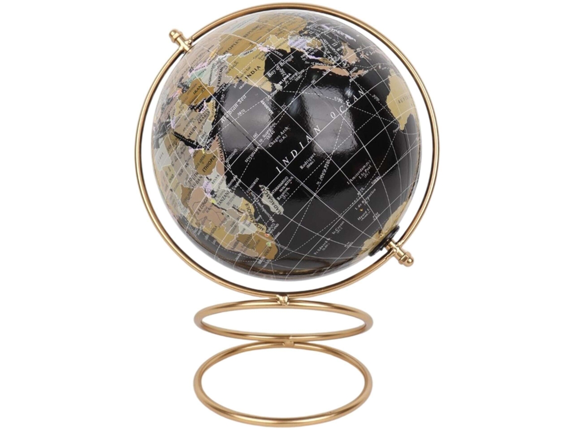 Globo Preto Com Aro Dourado Kasa