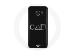 Capa para Samsung galaxy S6 Squid Game logotipo símbolos borda círculo triângulo Fundo preto