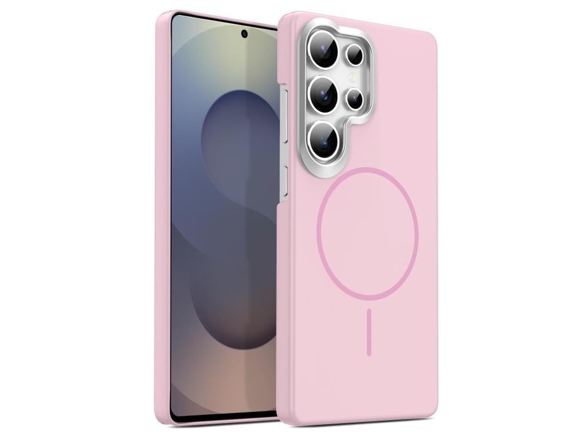 Capa Para Samsung Galaxy S25 Ultra 5g Fina Circular Magsafe À Prova De Choque Dourada Em Policarbonato Rosa
