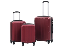 Vidaxl Conjunto De Tróleis Estojo Rígido 3 Pcs Abs Vermelho Tinto