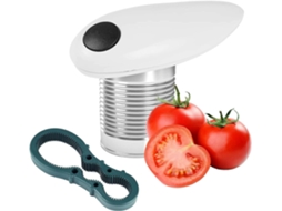 Abrelatas Eléctrico Automático de Un Botón, Abrelatas Manos Libres, Adecuado para Cocina Y Chef, Material Aluminio, Color Blanco