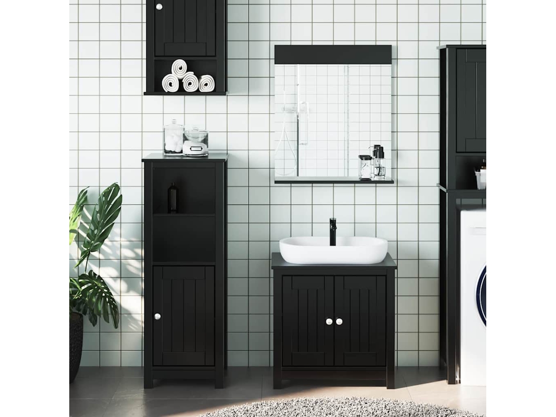 Vidaxl 3 Pcs Conjunto De Móveis Para Wc Berg Pinho Maciço Preto