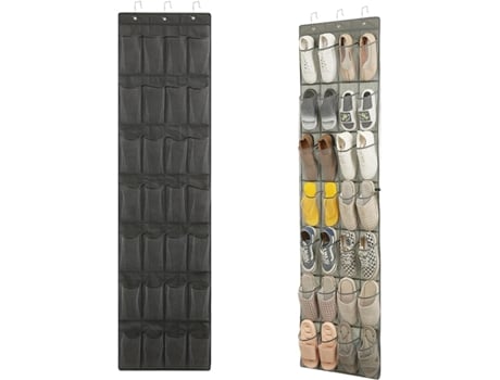 Organizador De Sapatos Para Porta, 28 Bolsos, Armazenamento Multifuncional Para Pendurar, Armazenamento De Sapatos, Cinza Qjh