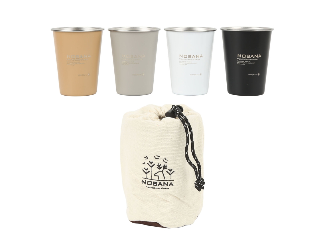 Conjunto 4 Copos Camping Inox 304 350ml Leve