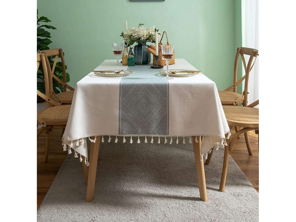 2026-mantel Retangular Lavável De Poliéster Resistente Ao Desgaste E Antipoeira Para Festa, Cozinha E Sala De Jantar Branco 55x63 Polegadas