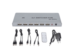 Conmutador KVM HDMI 4K a 60Hz, 4 en 1, multivisor, mando IR, enchufe europeo, S/MARCA