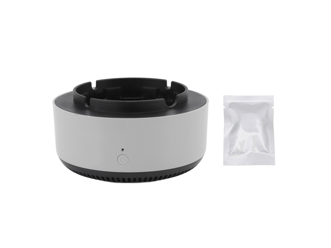 Cinzeiro Inteligente Sem Fumo com Purificador de Ar Íons Negativos Cinza e Preto