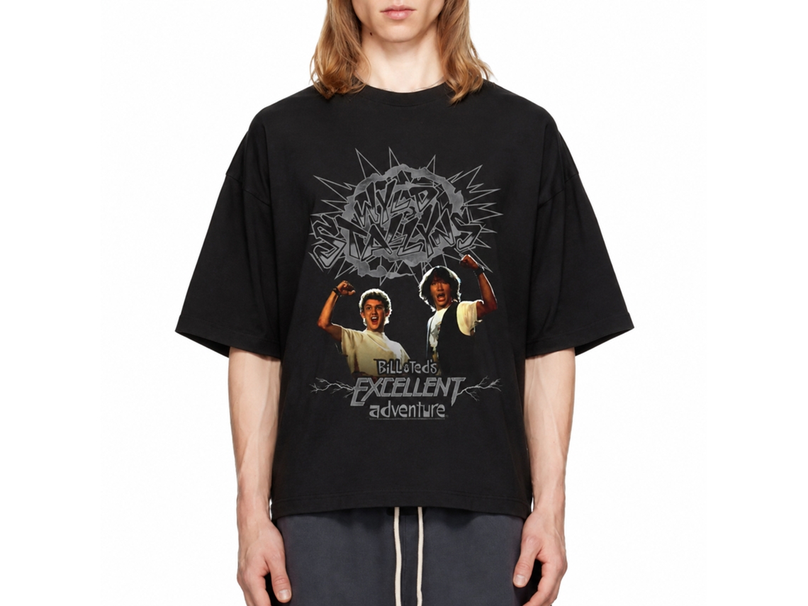 Rockinstone Bill And Ted Gray Wyld Stalyns Black Adult T-shirt Size:xl