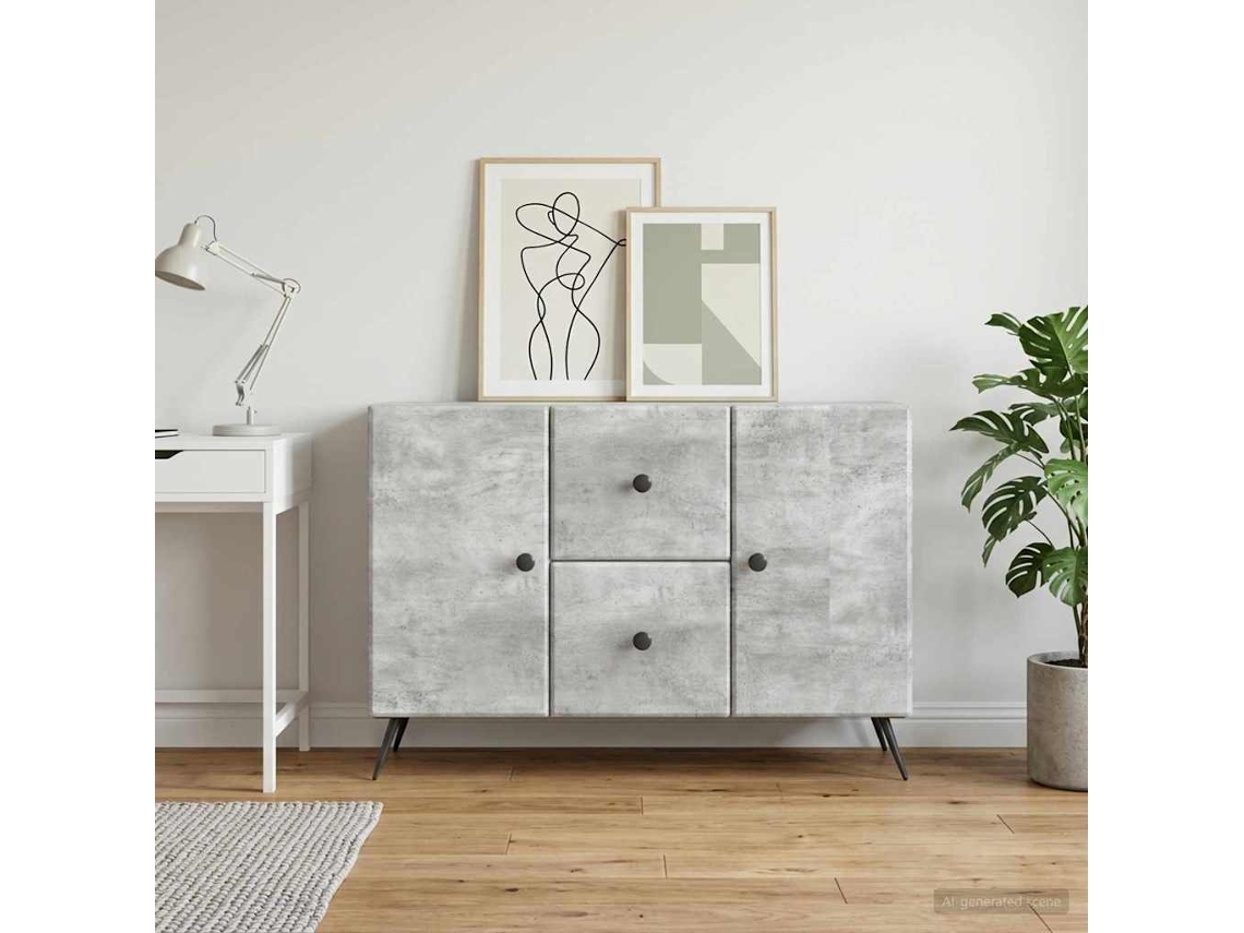 Vidaxl Buffet Cinzento Cimento 89 X 34,5 X 60 Cm Derivados De Madeira