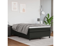 Cama Com Molas/colchão 120x200 Cm Couro Artificial Preto