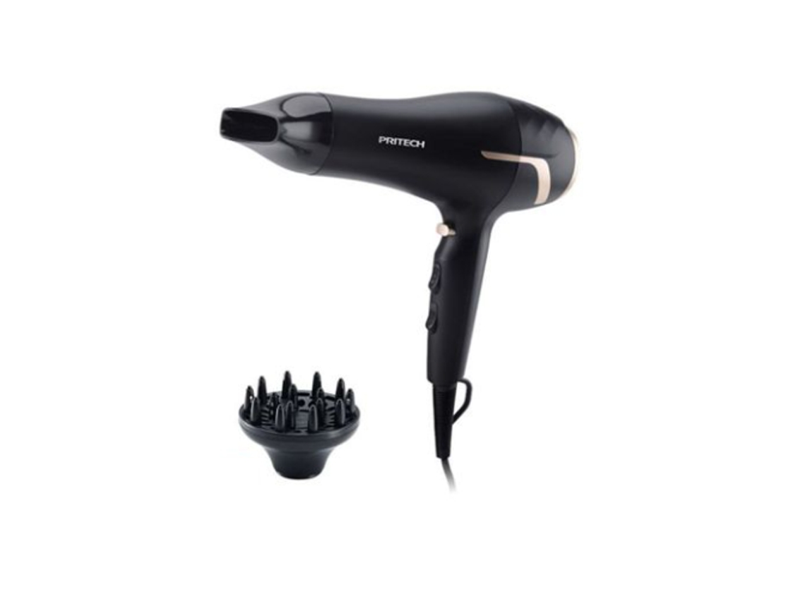 Secador De Cabelo 2200w Pritech Tc 2636 Preto Dourado