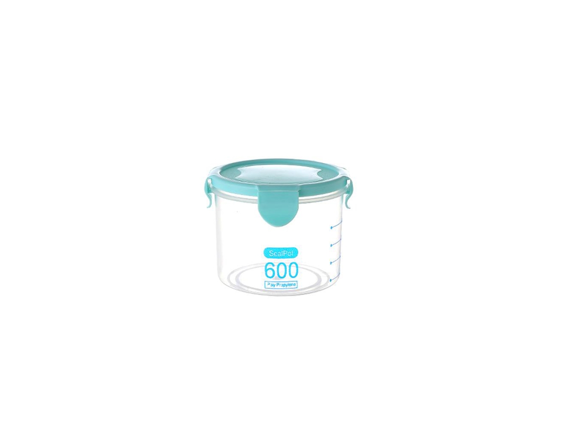Recipiente Hermético de Armazenamento para Alimentos Cozinha 600ml Azul Transparente Pp Seguro