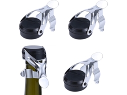 Conjunto De 4 Rolhas De Cortiça Para Champanhe Em Aço Inoxidável Para Vinhos Espumantes
