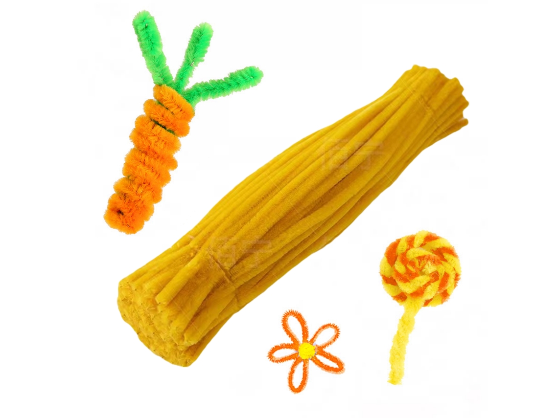 Tiras de chenille amarelas com 400 fios para limpeza, artesanato e arte pessoal infantil, 0,6 x 30 cm MDUG