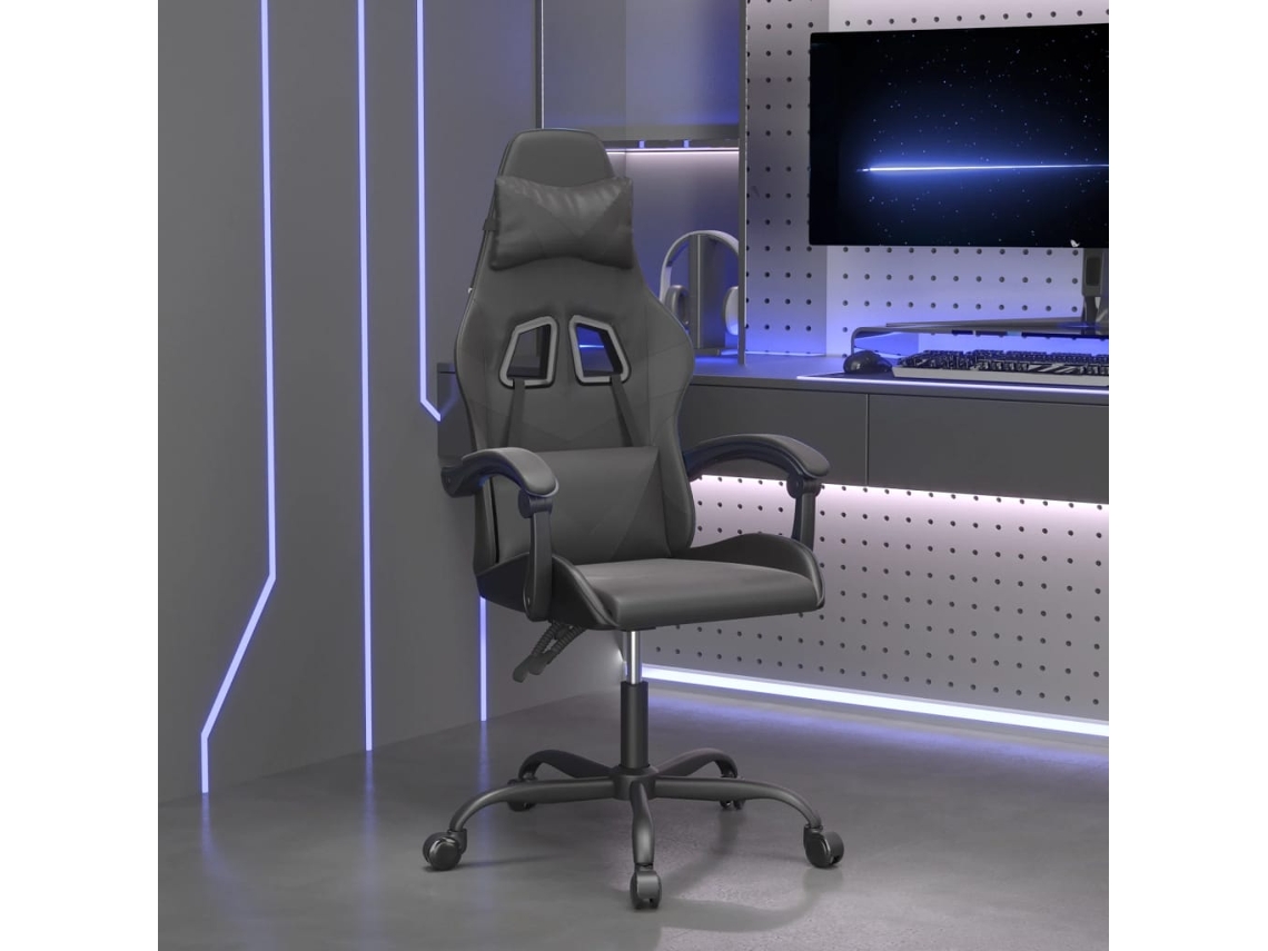 Vidaxl Cadeira De Gaming Couro Artificial Preto