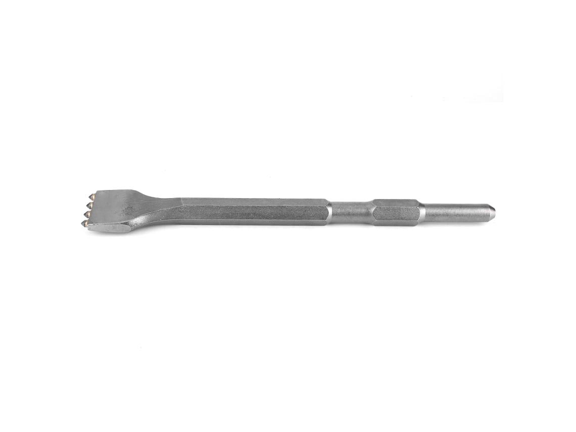 Cinzel plano hexagonal de liga metálica com cabeça redonda de 4 dentes para martelo elétrico (280 mm)