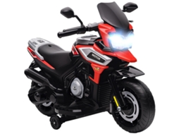 Motocicleta Elétrica Infantil Com Rodinhas Apoio Vermelha