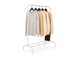 Relaxdays Cabideiro, A X L X P: 150 X 110 X 40 Cm, Com Prateleira E Suporte Para Roupas, Metal, Robusto, Branco