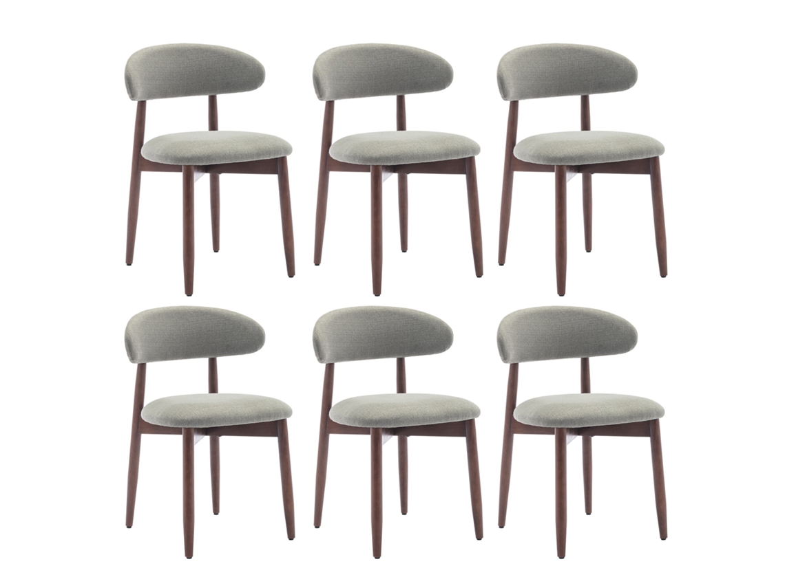Smartue Conjunto De 6 Cadeiras De Jantar Estofadas Com Pernas De Madeira, Estilo Escandinavo, Verde