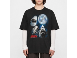 Rockinstone Jaws Movie Three Shark Moon Black Adult T-shirt Size:xl