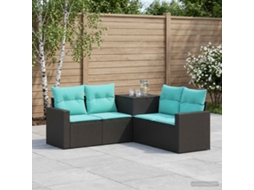Vidaxl Conjunto De Sofás 5 Unid. Preto E Azul Rattan Poliéster E Aço
