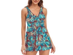 Traje de Banho Feminino 2 Peças Controle Abdominal Estampa 3xl
