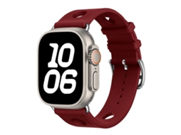 Bracelete Para Apple Watch 42/41/40/38mm - Silicone Preta Com Furos Para Fivela E Textura Escada Bordô