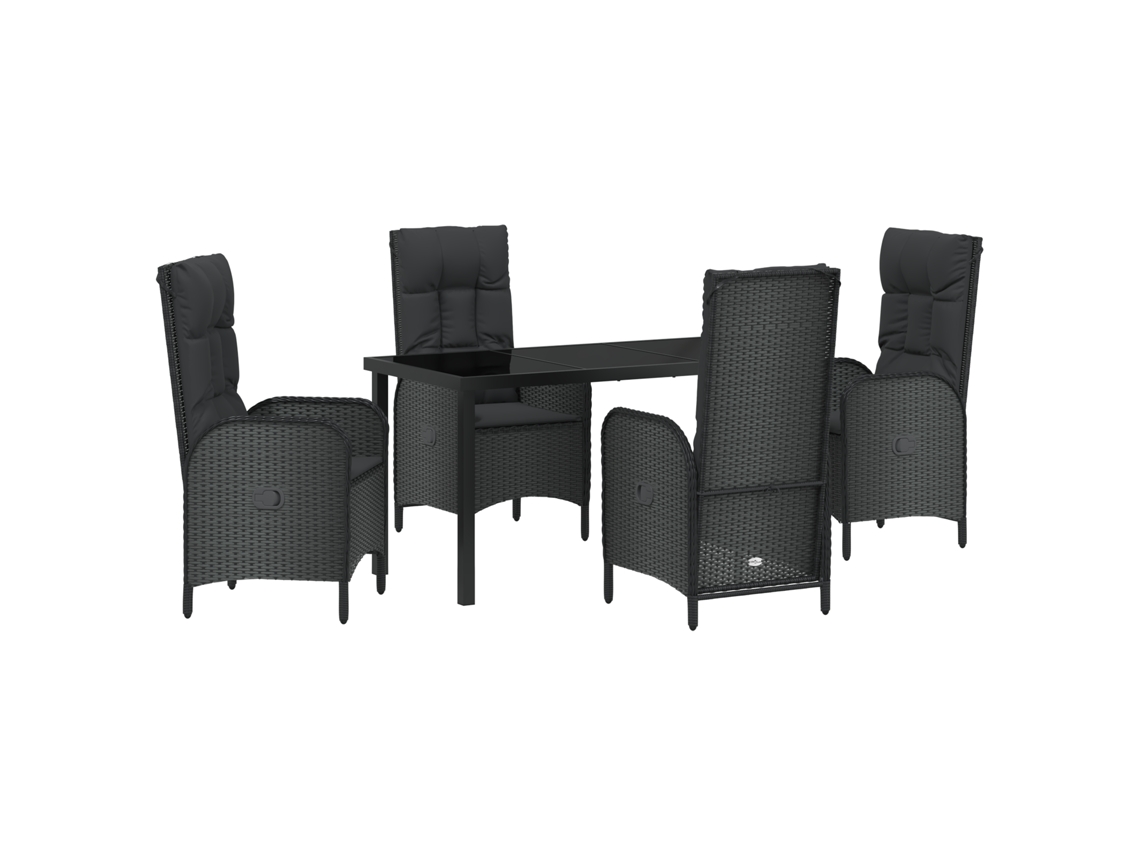 Conjunto 5 De Jantar De Jardim De Vidaxl Em Vime Pe Preto