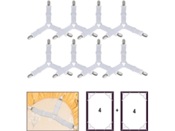 Lurelia Tensores Para Lençol Ajustável Elástico Triângulo Resistente 8 Peças Metal Plástico Branco Edredom Colcha Colchão