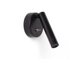 Candeeiro De Parede Com Luz De Leitura Led De 2,5 W Em Metal E Porta Usb Gazny Preto Mate