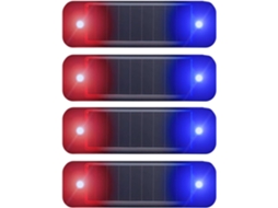 Alarme Solar Para Carro – Conjunto De 4 Luzes Advertência Led, Luz De Segurança Falsa Antifurto Movida A Energia Solar