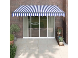 Vidaxl Toldo Retrátil Automático 3,5x2,5 M Azul E Branco