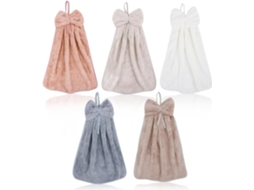 Conjunto de Toalhas com Alça para Pendurar, de Microfibra de Fleece Coral Compatíveis com Banheiro e Cozinha, Fofas AQUAFORGE