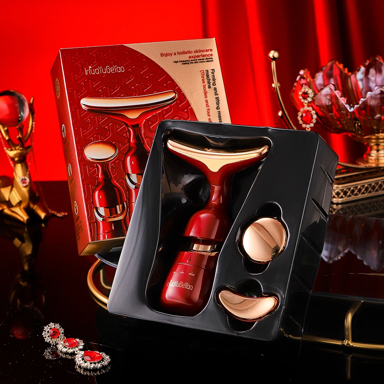 (vermelho) Aparelho De Cuidados Com A Pele, Massageador Facial E De Pescoço, Massageador Facial Para Uso Doméstico