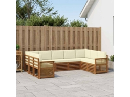 Vidaxl Conjunto De Sofás Para Exterior 7 Unid. Natural E Creme