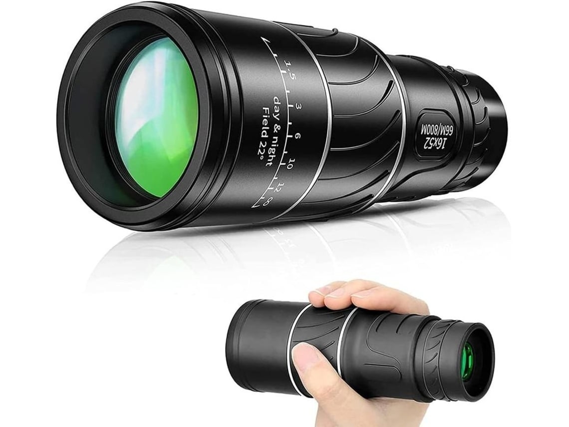 Telescópio Monocular 16x52 Monocular para Crianças Adultas para Observação de Pássaros Camping Caminhadas Concerto Preto USHION