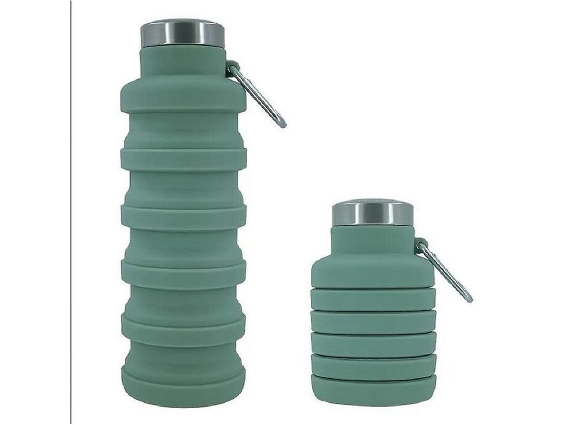 Garrafa De Água Plegável De Silicone Flexível 500ml, Para Esportes, Trekking, Ciclismo, Academia, Escola Com Gancho De Engate Verde