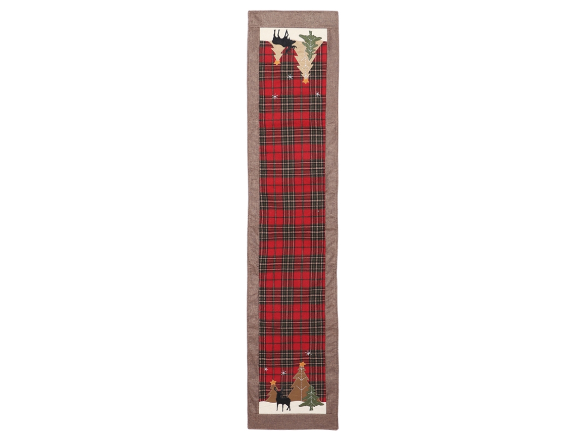 Toalho de Mesa Natal Runner Grid Toalha de Mesa Decoração Festa Banquete 185x36cm | S/MARCA