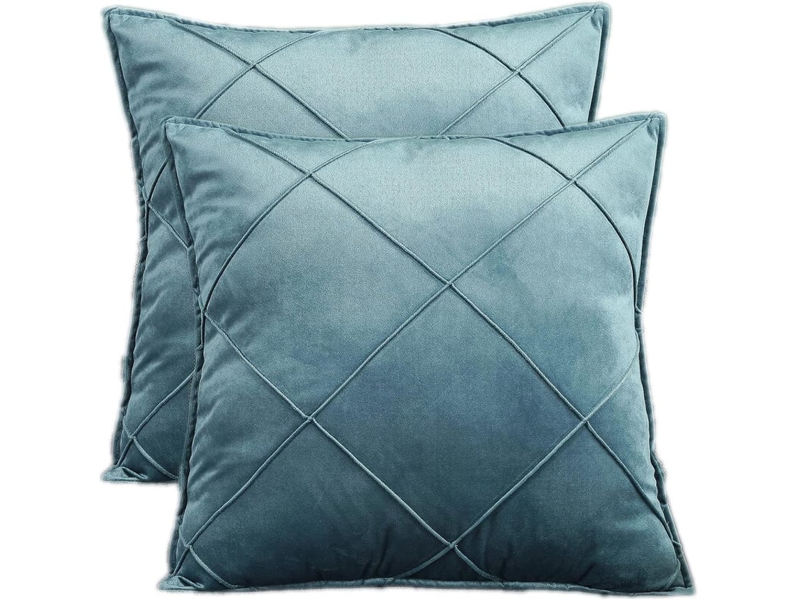 2026-2 Capas De Travesseiro De Veludo 18x18 Polegadas Estilo Nórdico Quadriculado Macio Para Sofá Cama Carro Verde Claro